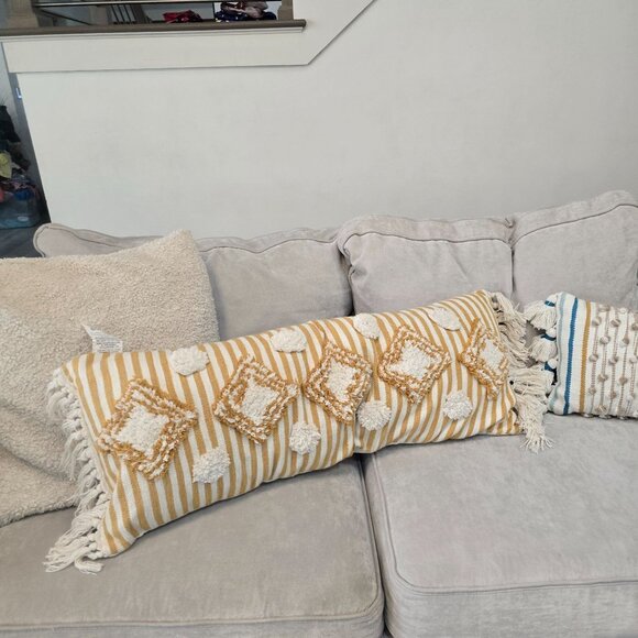 Decorative Boho Lumbar Pillow Set With Fringe & Tassels 12in x 36in & 15in x 38i - Picture 13 of 16